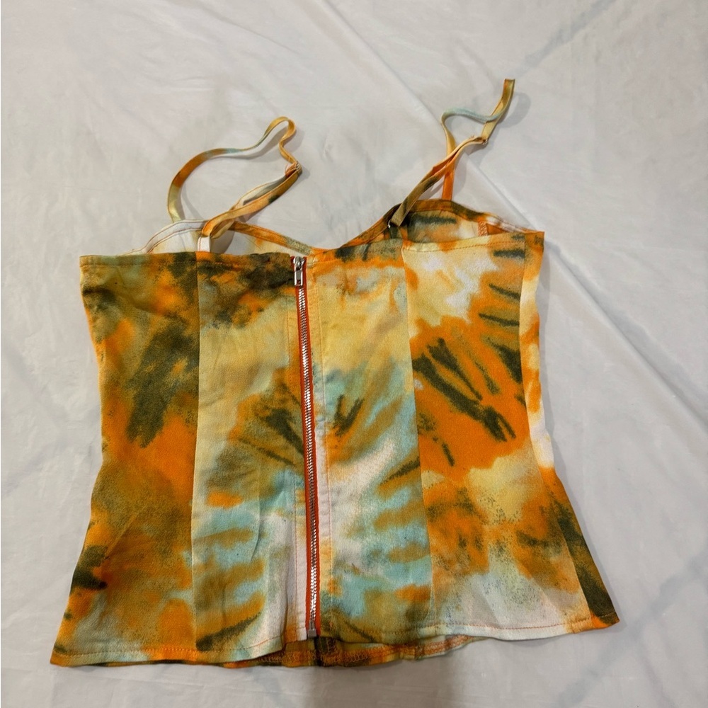 PRETTY LITTLE THING Tie-Dye Orange Top/Mid Skirt - Picture 5 of 8
